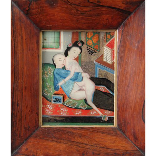 Erotic Chinese Export Reverse Painting on Glass
